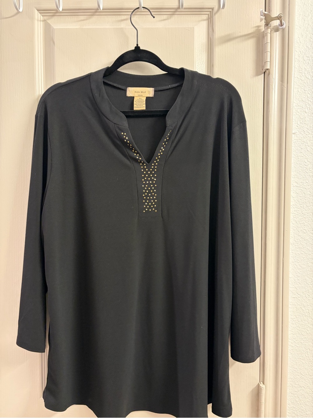 Eileen Fisher Black Stud V-Slit Tunic